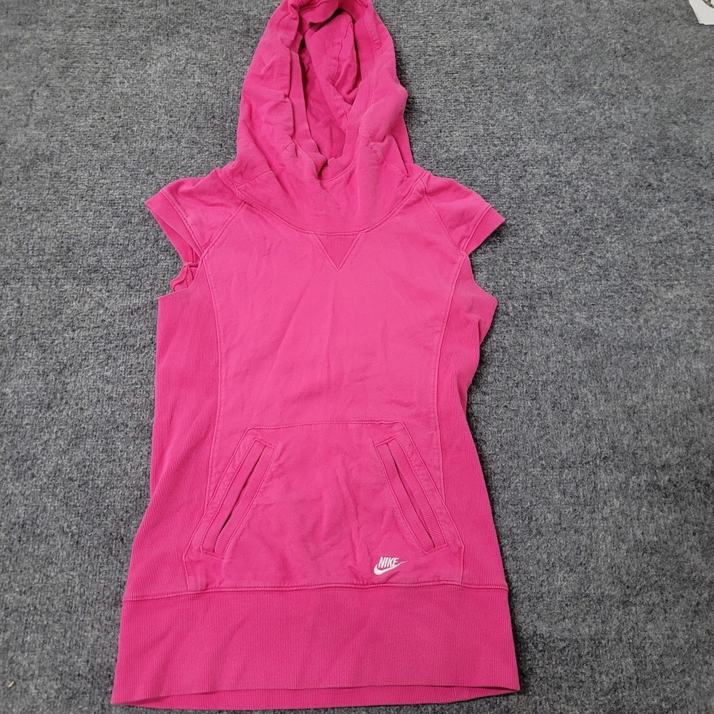 Nike Sleeveless Hoodie Womens Size S Pink Cotton Sportswear Athletic Pullover